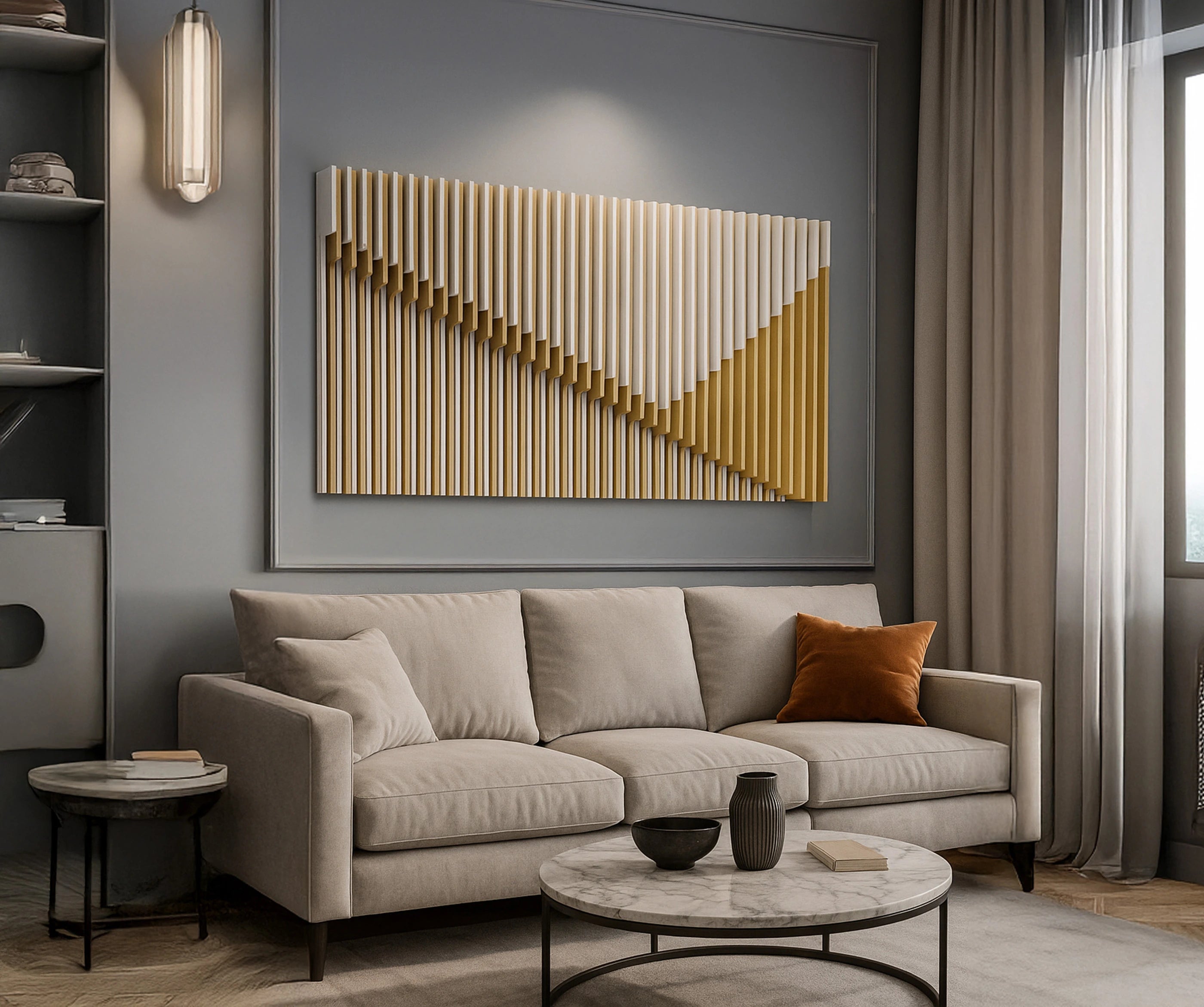 Geometric 3D Wooden Wall Panel  3D Wall Art.